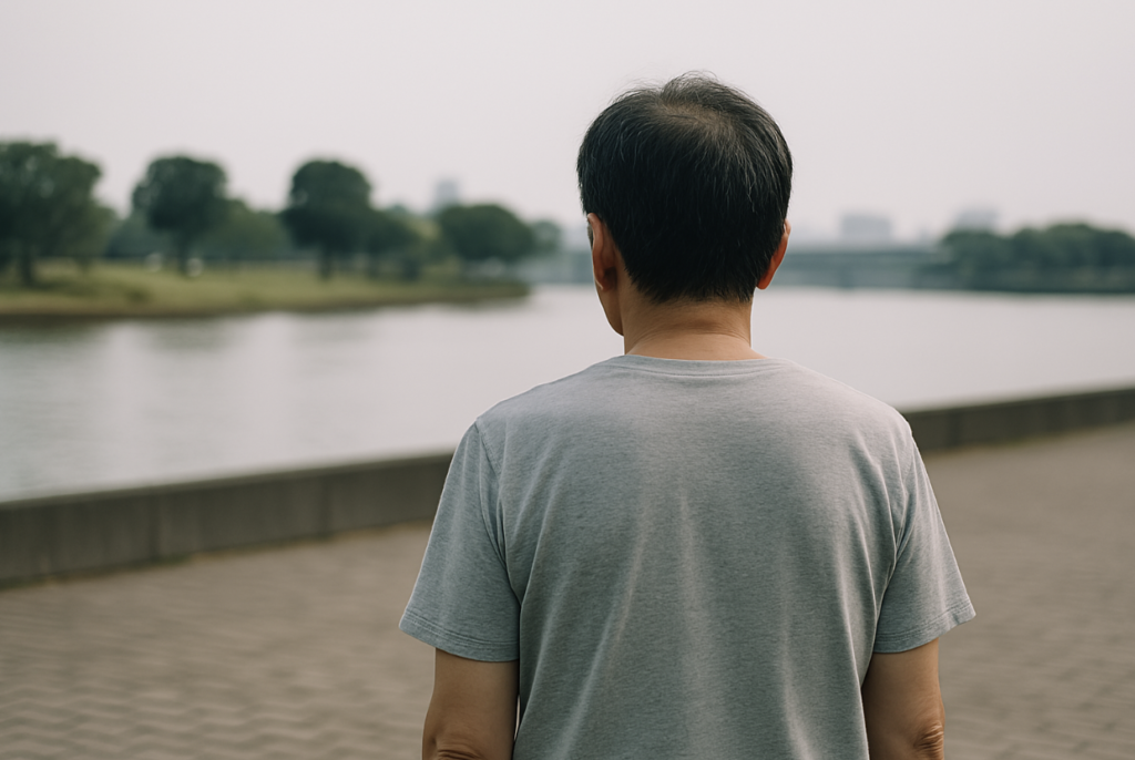 悩む定年男性の画像